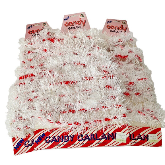 Decor Noel Corporation Other - Vintage Christmas Garland Red White Candy Cane 15 Ft 1970s NOS Set of 3